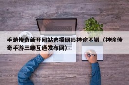 手游传奇新开网站选择网辰神途不错（神途传奇手游三端互通发布网）